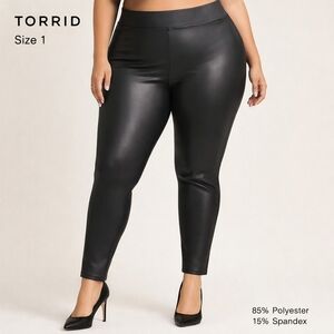 Torrid Faux Leather Look Leggings Black Stretch Skinny Fit Size 1 NWOT